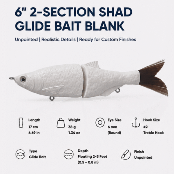 6“ 2-Section Shad Glide Bait Blank Information