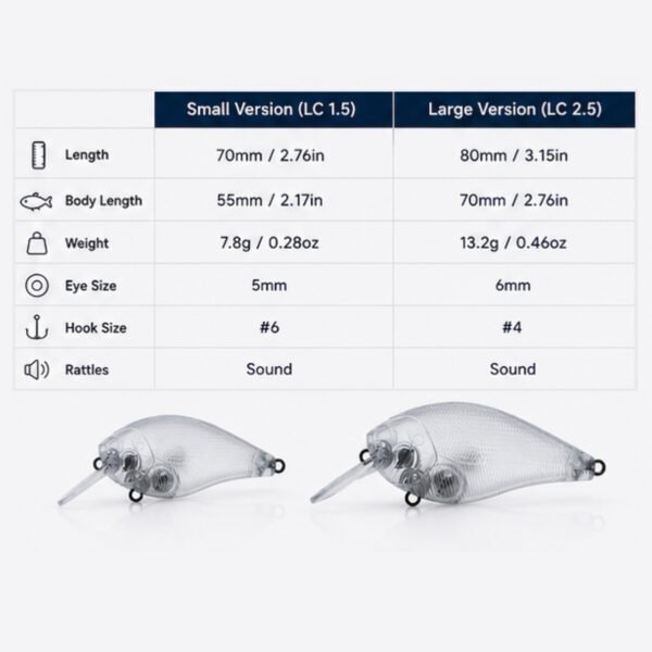 LC 1.5 & LC 2.5 Square Bill Crankbait Blank Comparison