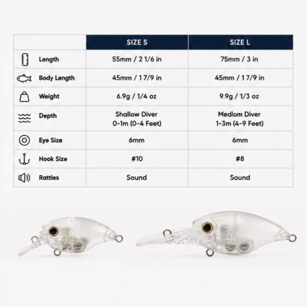 Megabass Griffon 55mm&75mm Sinking Crankbait Blank