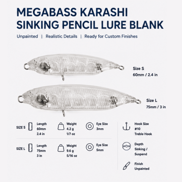 megabass-karashi-sinking-pencil-lure-blank-information Megabass Karashi Sinking Pencil Lure Blank Information
