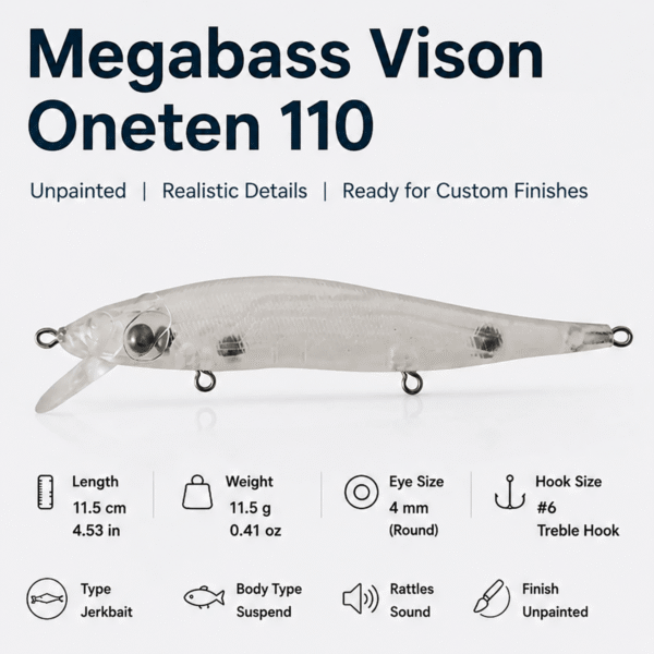 megabass-vision-oneten-110-jerkbait-blank-information Megabass Vision Oneten 110+ Jerkbait Blank Information