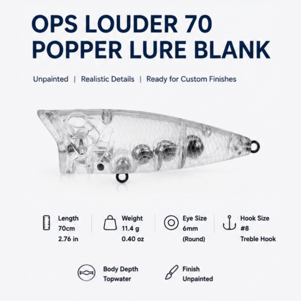 OPS LOUDER 70 Popper Lure Blank Information
